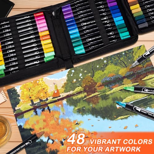 48 Colors Dual Tip Acrylic Paint Markers (48 Count)