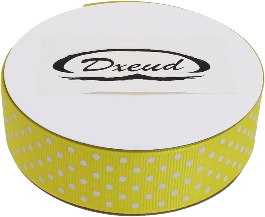 Polka Dot Grosgrain Ribbon 25 Yard Each Roll 100% Polyester (1", Yellow) - Crafty Corner