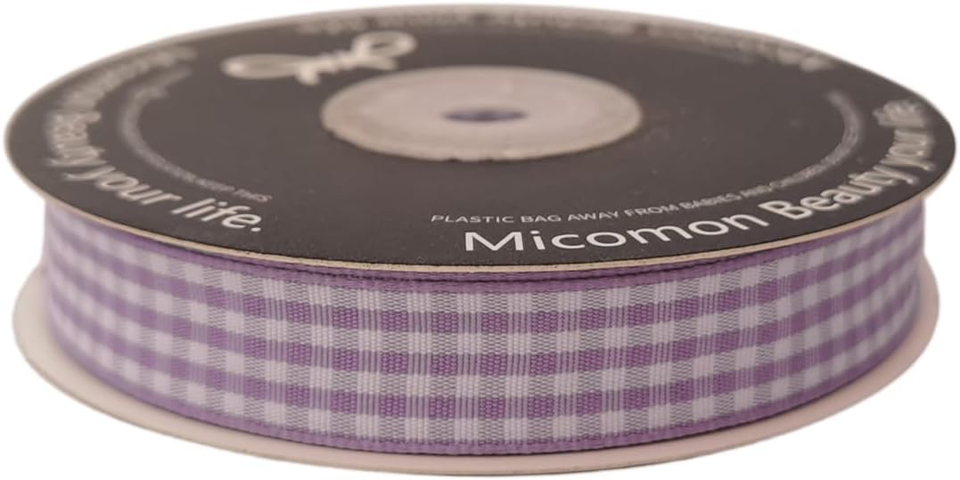 Purple Gingham Plaid Checked Ribbon 25 Yards Each Roll 100% Polyester (5/8",Purple) - Crafty Corner