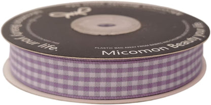 Purple Gingham Plaid Checked Ribbon 25 Yards Each Roll 100% Polyester (5/8",Purple) - Crafty Corner