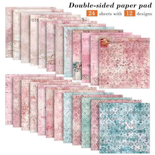 6 Inch Retro Pink Scrapbooking Paper Pad (24 Count)