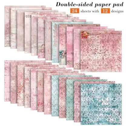 6 Inch Retro Pink Scrapbooking Paper Pad (24 Count)