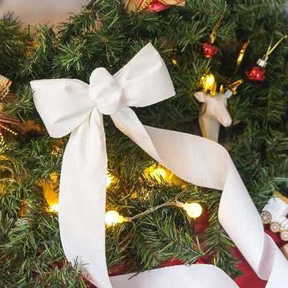 Glitter Wired Ribbon 2.5" x 10 Yards White for Christmas Home Decor Bow Gift Wrapping DIY Crafts Wreath (30 Foot)