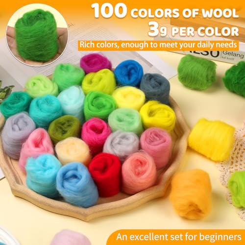 100 Colors Needle Felting Wool (10.5 Ounce)
