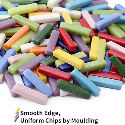228g Assorted Colors Strips Glass Mosaic Tiles for Crafts Bulk (150 Count)