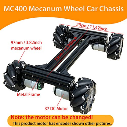 Mecanum Wheel 4wd Metal Robot Car Chassis Control Learning Kit for Arduino Raspberry Pie Microbit with DC Encoder Motor