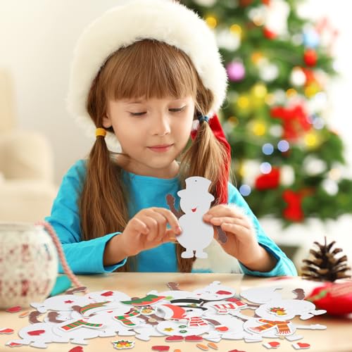 12 Pack Snowman Craft Kits for Kids Make You Own Snowman Foam Stickers Ornament DIY Christmas Arts and Crafts for Chirstmas Party Supplies Winter Christmas Tree Decoration (12 Count)