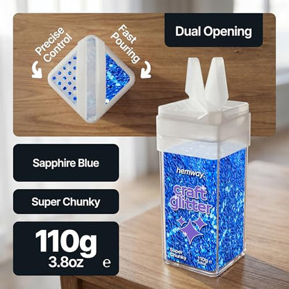 Craft Glitter Shaker Sapphire Blue 110g Super Chunky (3.8 Ounce)