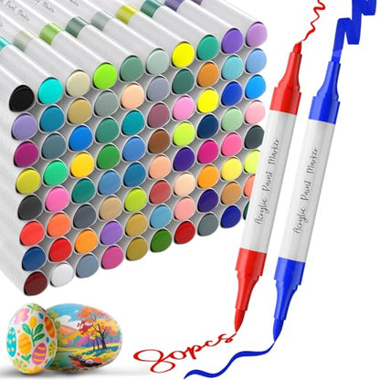 80 Colors Dual Tip Chisel & Brush Acrylic Paint Markers