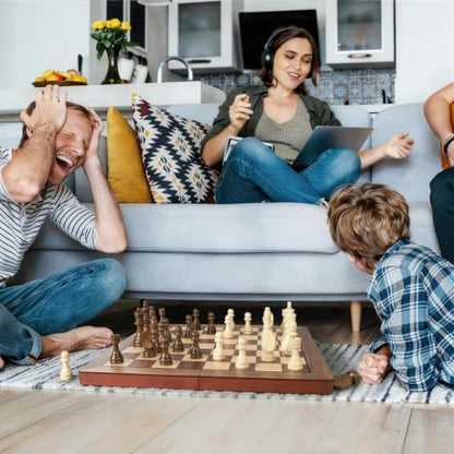 17" Magnetic Wooden Chess Set for Adults Kids
