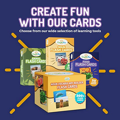 150 Noun Food & Animal Flash Cards Set for Speech Therapy (150 Count)