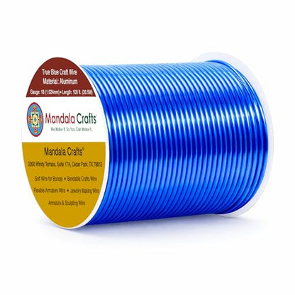 18 Gauge True Blue Anodized Aluminum Craft Wire (100 Foot)