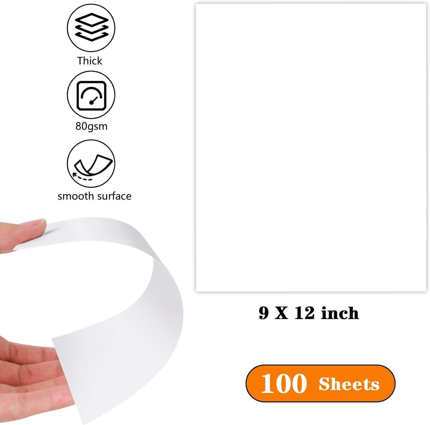 9"x12" White Paper for Art Craft 100 Sheets Drawing Paper for Sketching Painting Coloring Doodles Arts Supplies
