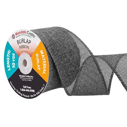 2 1 2 Inch Wide Gray Burlap Ribbon for Crafts (60 Foot)