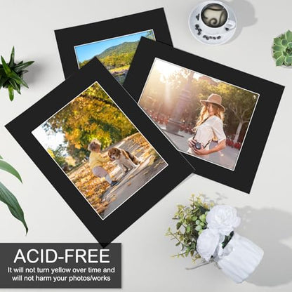 15 Pack Black Picture Mats 12x16 for 8.5x11 Photos (15 Count)
