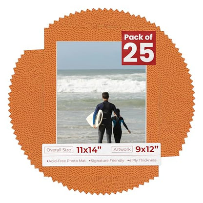 Pack of 25 Acid Free 11x14 Mats Bevel Cut for 9x12 Photos (25 Count)