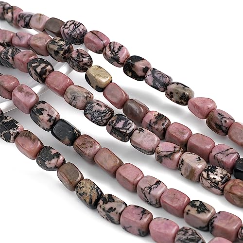 Natural Rhodochrosite Cuboid Stone Loose Semi Gemstone Beads for Jewelry Making 8mmx12mm 38cm (33 Count)