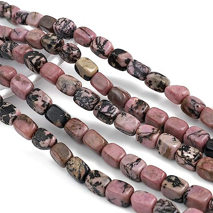Natural Rhodochrosite Cuboid Stone Loose Semi Gemstone Beads for Jewelry Making 8mmx12mm 38cm (33 Count)