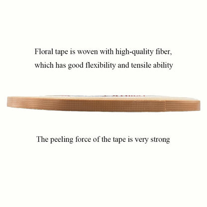 HAHIYO Light Brown 0.25Inch Wide Floral Tape, Waterproof Florist Tape Flower Wrap Adhesive Waterproof Decorative Tape for Bouquet Stem Wrapping Flower Arranging Craft, 2Rolls 200Feet/66Yard Total