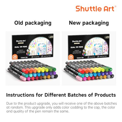 Dual Tip Brush Markers 25 Colors Water