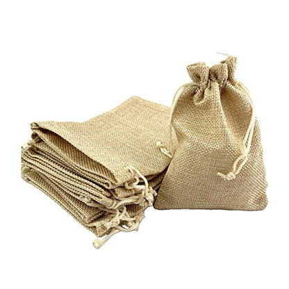 Pack of 25 Burlap Gift Bags with Drawstring Linen Jewelry Pouches Wedding Hessian Jute Bags for Birthday and Treat Pouches Party Wedding Favors Gift