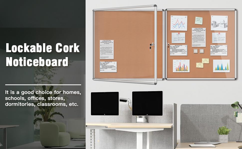 2 Pack 38"x38" Enclosed Bulletin Board (2 Count)
