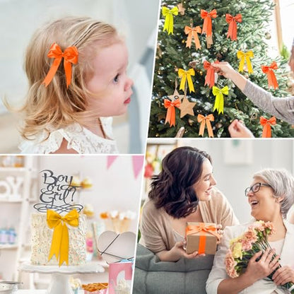 1-1/2 Inch Single-Faced Orange Satin Ribbons for Crafts Gift Wrapping Wedding | 6 Rolls Assorted Ribbons for Flower Bouquet Invitations Bridal Shower Hair Bows Garland Party Decor