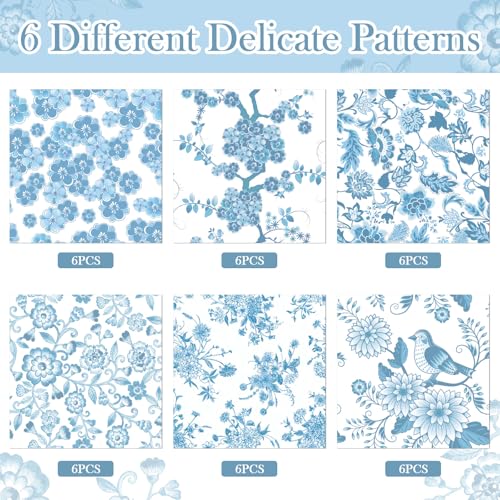 36 Pack 6 Style Light Blue Decoupage Chinoiserie Napkins (36 Count)