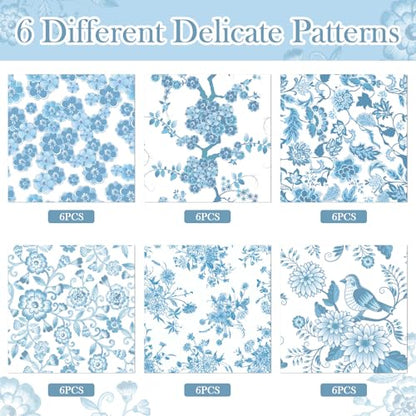 36 Pack 6 Style Light Blue Decoupage Chinoiserie Napkins (36 Count)