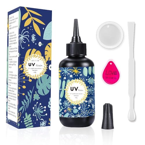 Crystal Clear Hard UV Resin Upgraded Formula Ultraviolet Fast Curing for Jewelry Making Craft Decoration (3.52 Ounce)