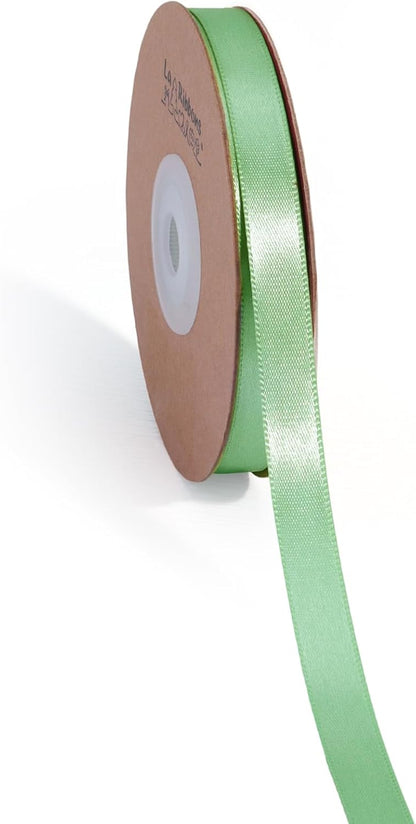 LaRibbons Sage Green Satin Ribbon 3/8 Inch 50 Yards Thin Luxury Double Faced Green Silk Ribbon for Flower Bouquet Crafts Gift Wrapping Wedding Decoration - Crafty Corner