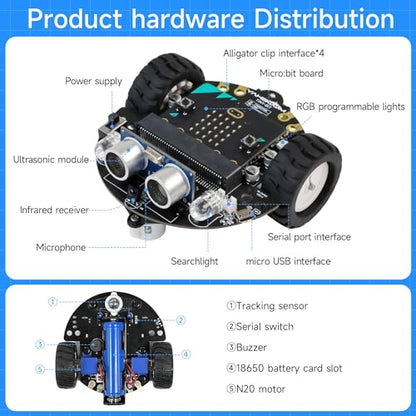 Microbit V2 Robot Intelligent Obstacle Avoidance Follow Makecode Graphical Programming Python Programming（with Microbit V2） Pre