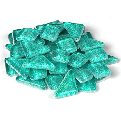 Aqua Blue Glitter Mosaic Tile Pieces