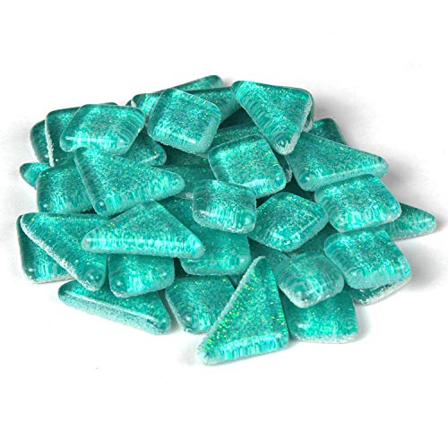 Aqua Blue Glitter Mosaic Tile Pieces