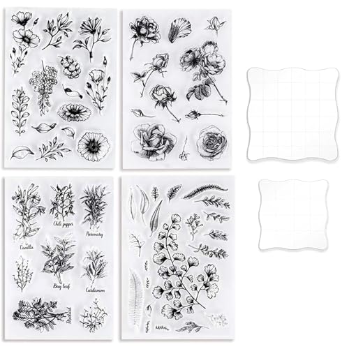 4 Sheets Clear Stamps with 2 Blocks (6 Count)