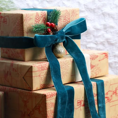 Teal Blue Velvet Ribbon