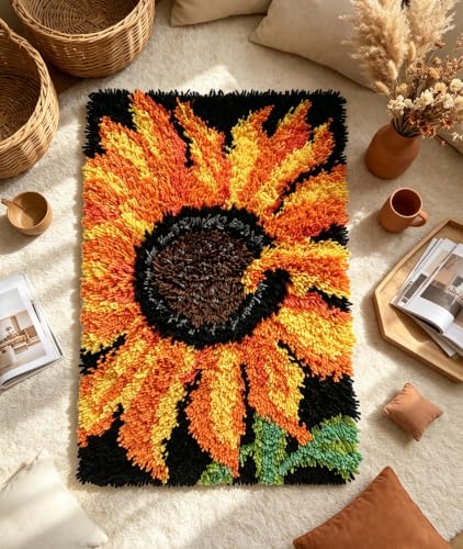 Sunflower Latch Hook Rug Kit for Adults Beginners