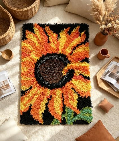 Sunflower Latch Hook Rug Kit for Adults Beginners