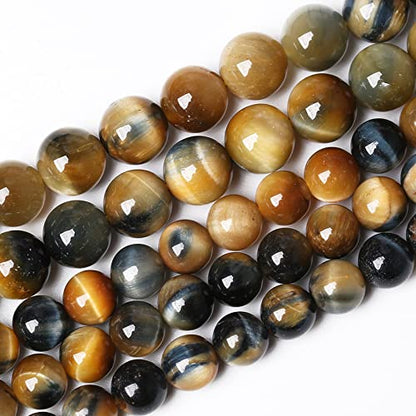 72Pcs 10mm Tiger Eye Beads for Jewelry Making Natural Stone Semi Precious Round Loose Spacer Beads DIY Bracelets Necklace