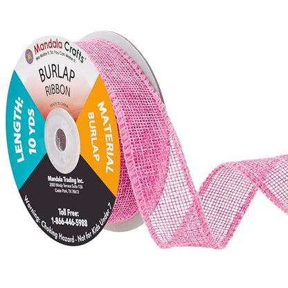 1 Inch Wide Pink Burlap Ribbon for Crafts (60 Feet)