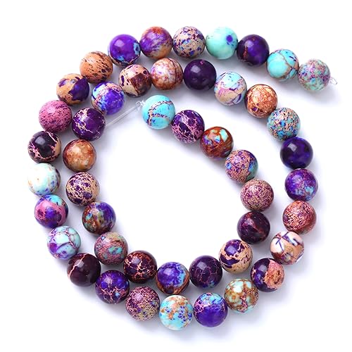 60PCS 6mm Natural Galaxy Sea Sediment Jasper Beads Gemstone Round Loose Spacer Stone Beads for Jewelry Making DIY Bracelet Necklace 15 Inch (16 Count)