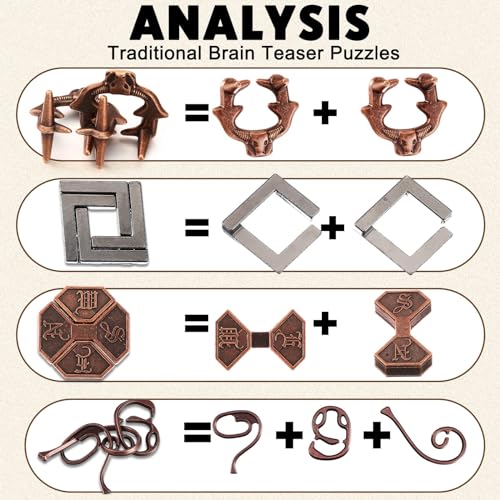 9 Pcs Metal Brain Teasers 3D Steel Puzzle Set (9 Count)