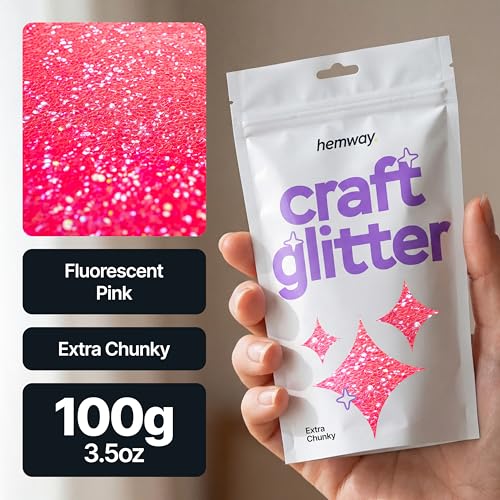 Craft Glitter Fluorescent Pink 100g Extra Chunky Glitter