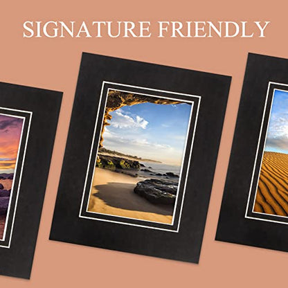 10 Pack Acid Free Black Picture Frame Mats