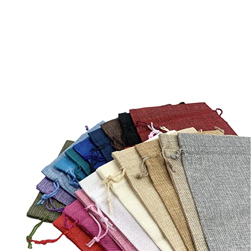 Gift Bags Pack of 20 Burlap Drawstring Linen Jewelry Pouches