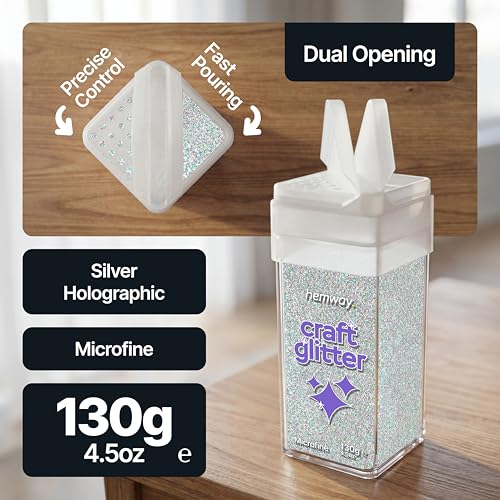 Craft Glitter Shaker Silver Holographic 130g Microfine (4.6 Ounce)