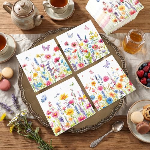 100 Pieces Summer Flower Cocktail Napkins 2 (100 Count)