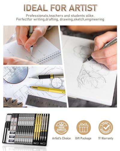 37PCS Gold Art Mechanical Pencil Set (6 Count)