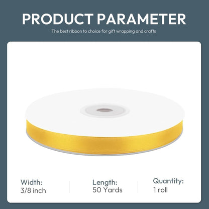 KMER LIFE 3/8" Wide x 50 Yards Yellow Single Faced Polyester Satin Ribbon, Yellow Satin Ribbon Perfect for Wedding Decor, Wreath, Crafts, Gift Wrapping & Other Projects (Yellow) - Crafty Corner