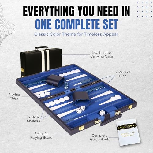 Premium Backgammon 11" Small Blue